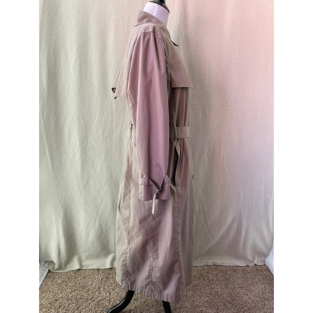 London Fog Khaki (Tan) Long Button Front Waist Belt Trench/Overcoat, Size 16W - Picture 4 of 12